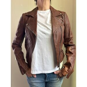 Vintage Leather Motto Brown Jacket